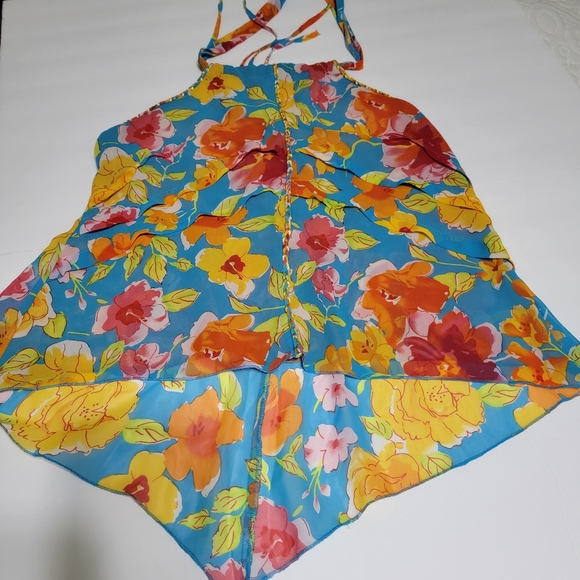 Princy by Jessica Simpson Halter Camisole Tank Top Floral Print Flowly Size L - Picture 2 of 10